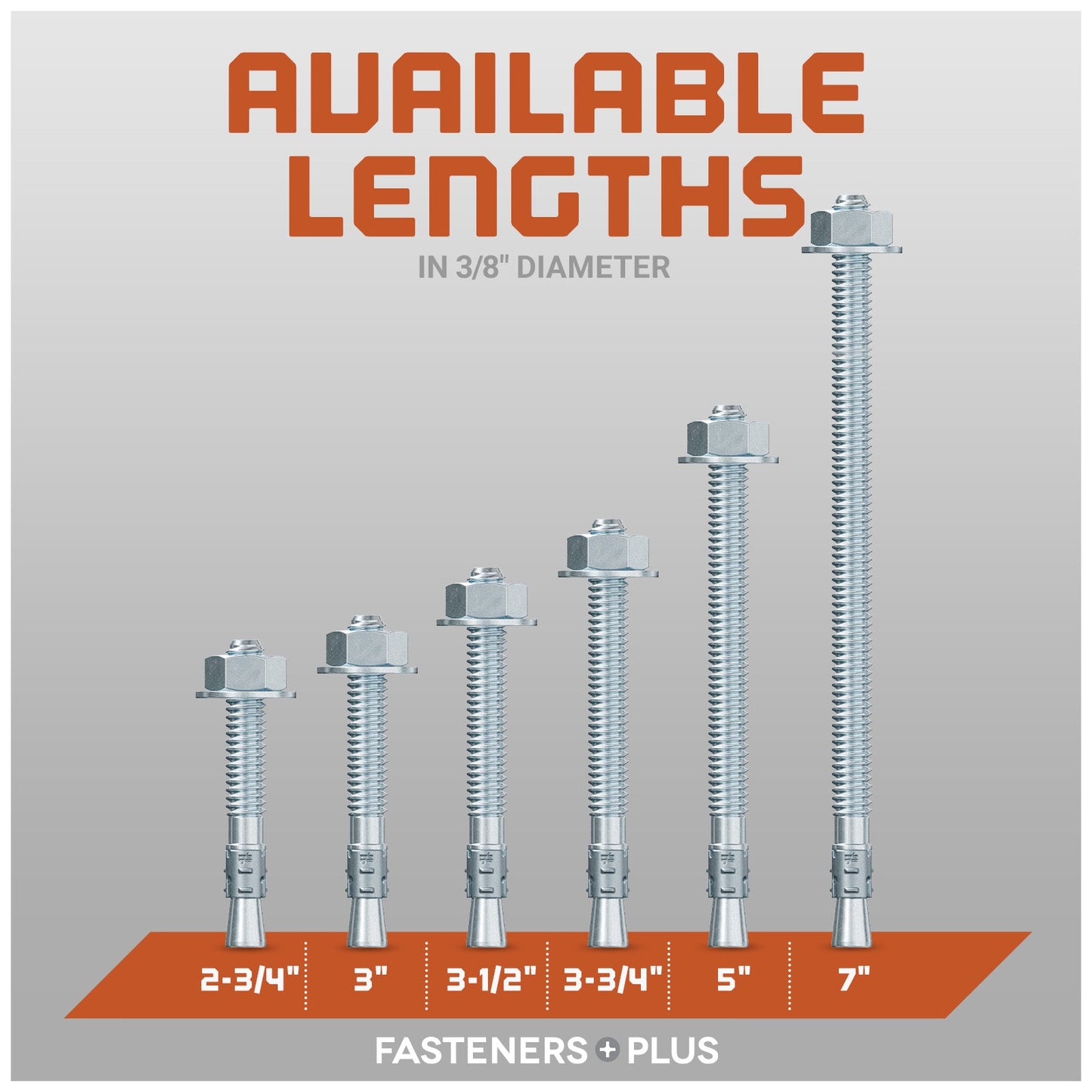 3/8" Strong-Tie Strong Bolt 2 Wedge Anchor Fully-Assembled, Zinc Plated Length Chart