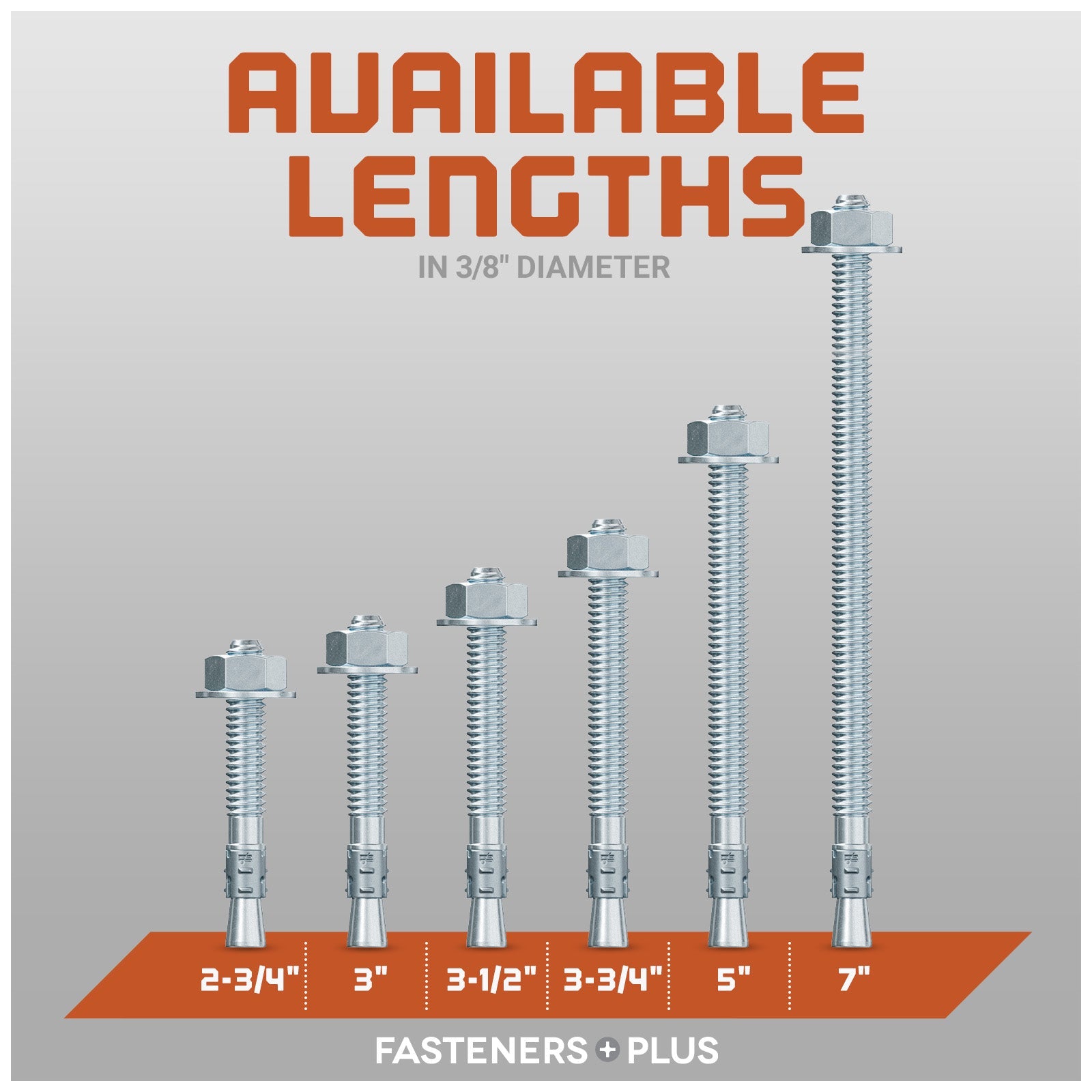3/8" Strong-Tie Strong Bolt 2 Wedge Anchor Fully-Assembled, Zinc Plated Length Chart