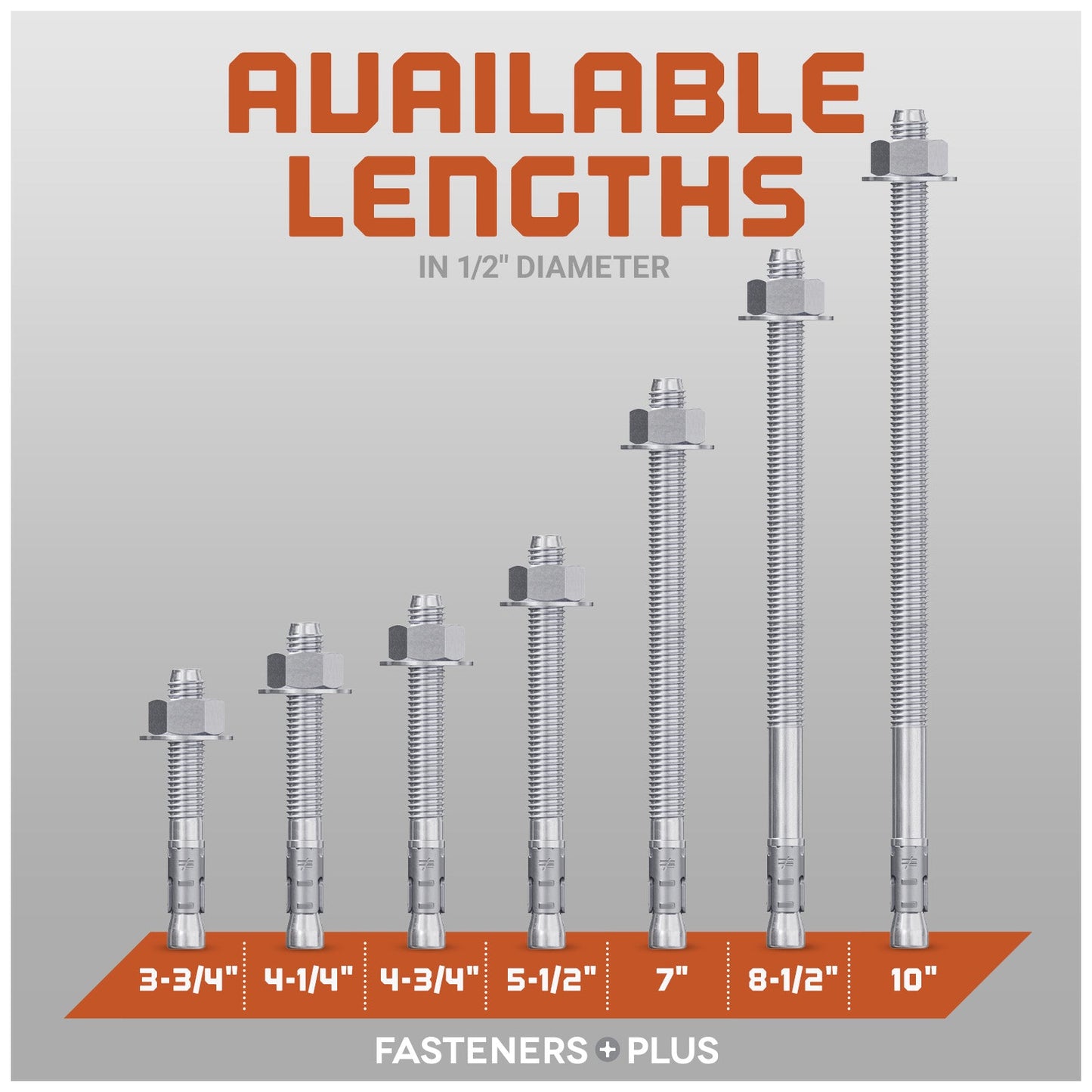 Simpson 1/2" Strong Bolt 2 Fully Assembled Wedge Anchor - 316 Stainless Steel Length Chart