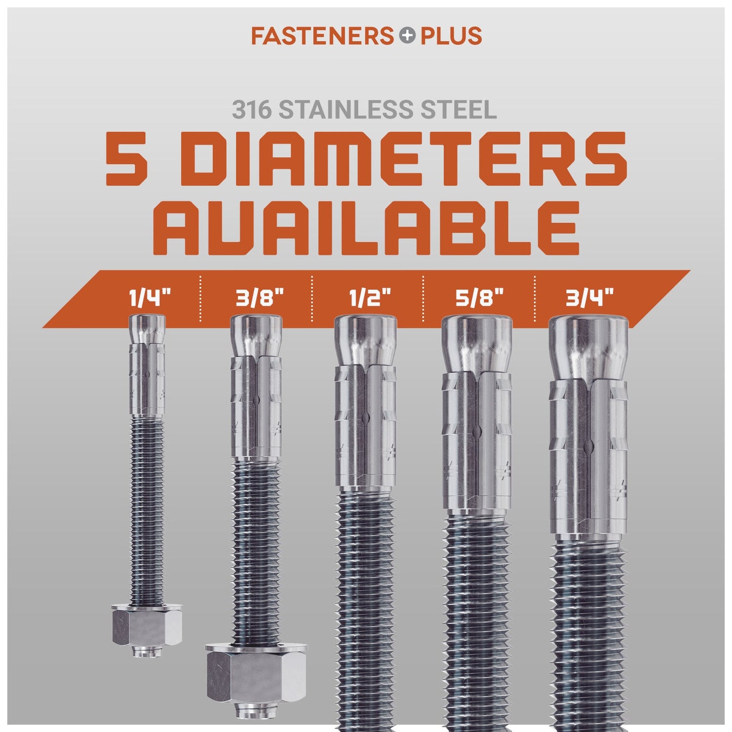 Simpson 1/2" Strong Bolt 2 Fully Assembled Wedge Anchor - 316 Stainless Steel Diameter Chart