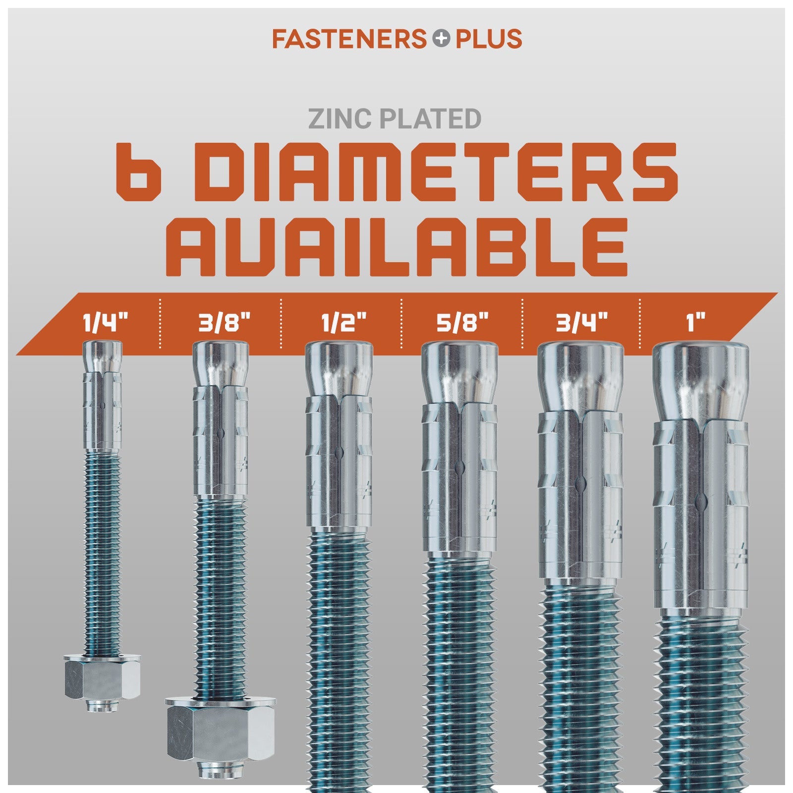 1/2" Strong-Tie Strong Bolt 2 Wedge Anchor Fully-Assembled, Zinc Plated Diameter Chart
