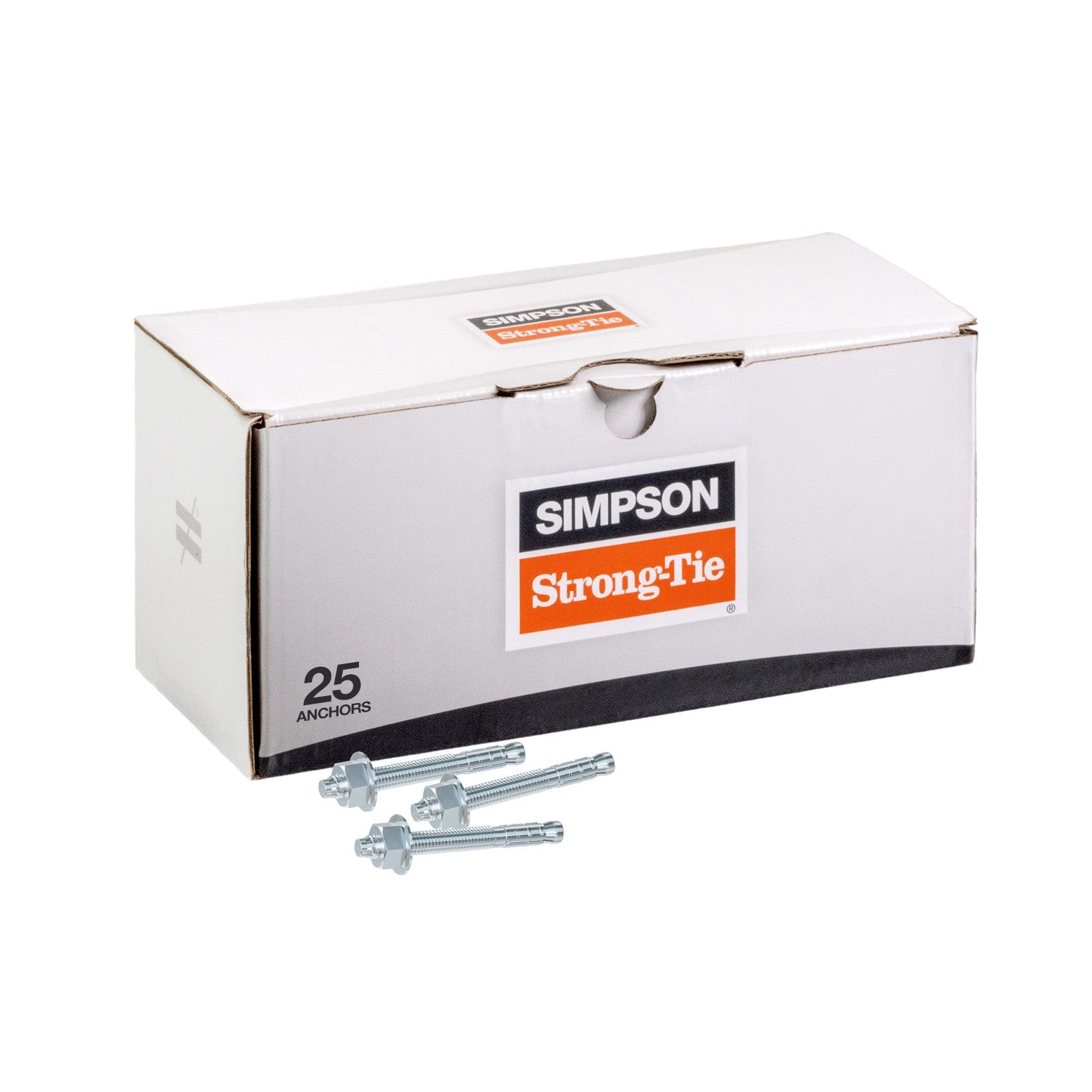 1/2" x 4-3/4" Strong-Tie Strong Bolt 2 Wedge Anchor Fully-Assembled, Zinc Plated, Pkg 25