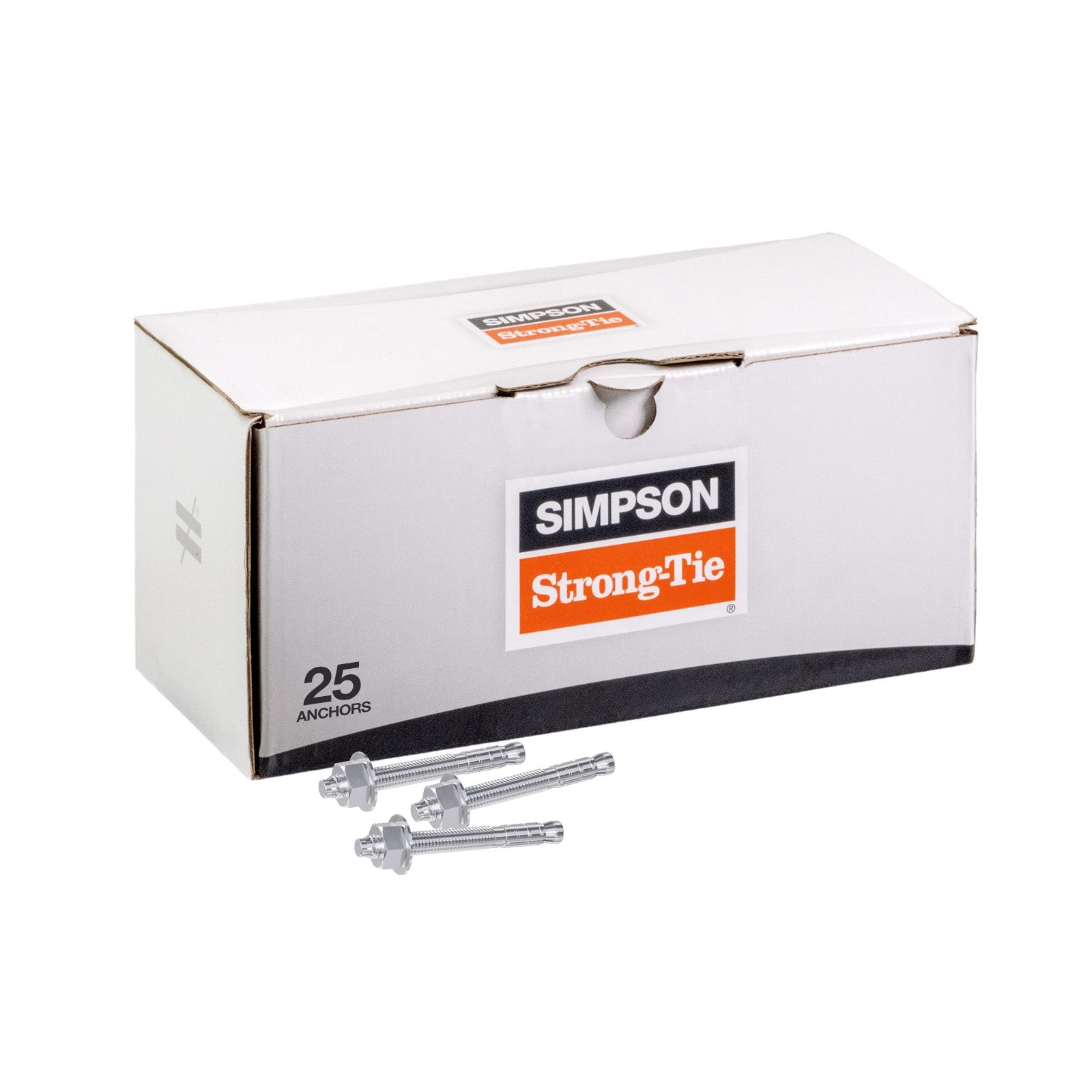 Simpson 1/2" x 4-3/4" Strong Bolt 2 Fully Assembled Wedge Anchor - 304 Stainless Steel, Pkg 25