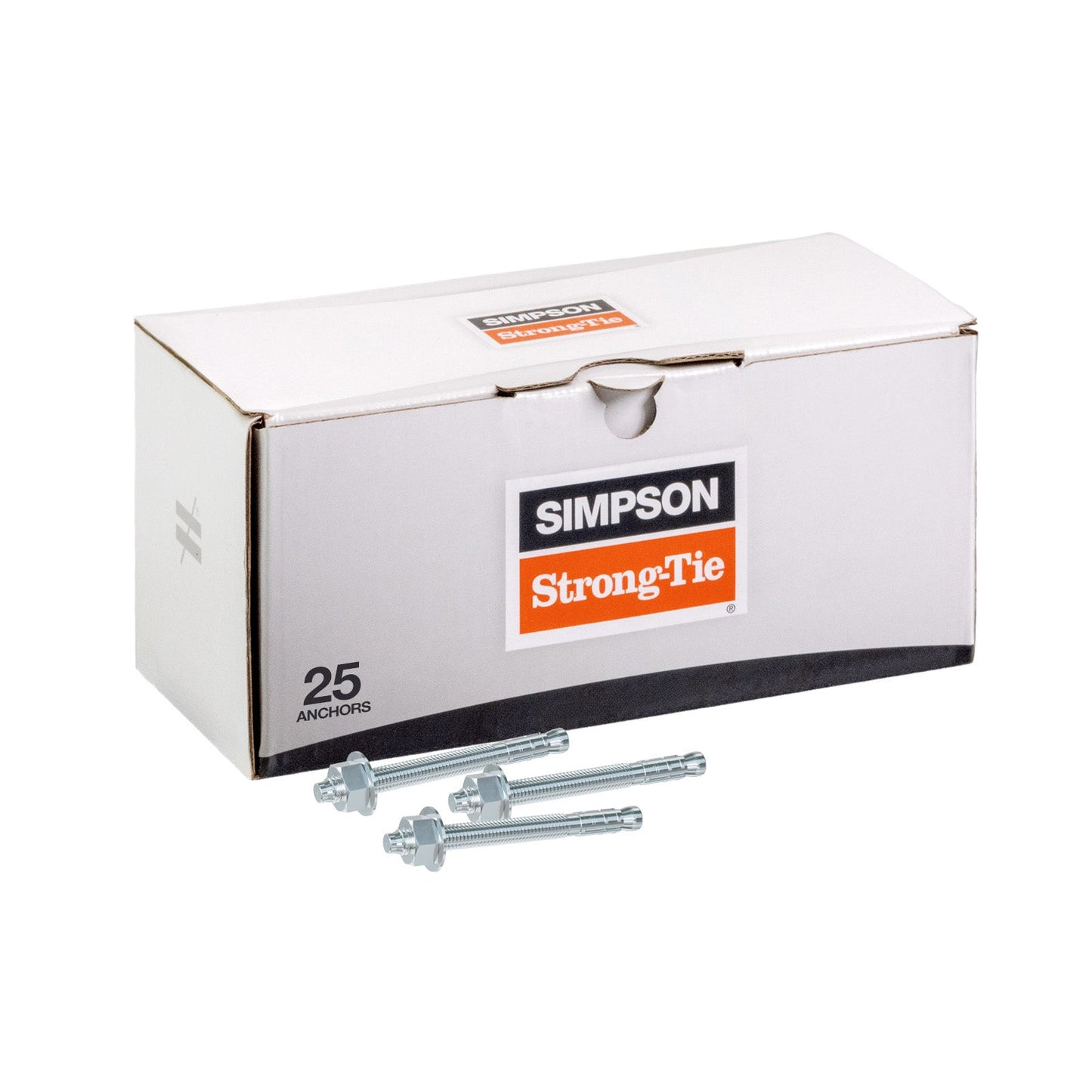 1/2" x 5-1/2" Strong-Tie Strong Bolt 2 Wedge Anchor Fully-Assembled, Zinc Plated, Pkg 25