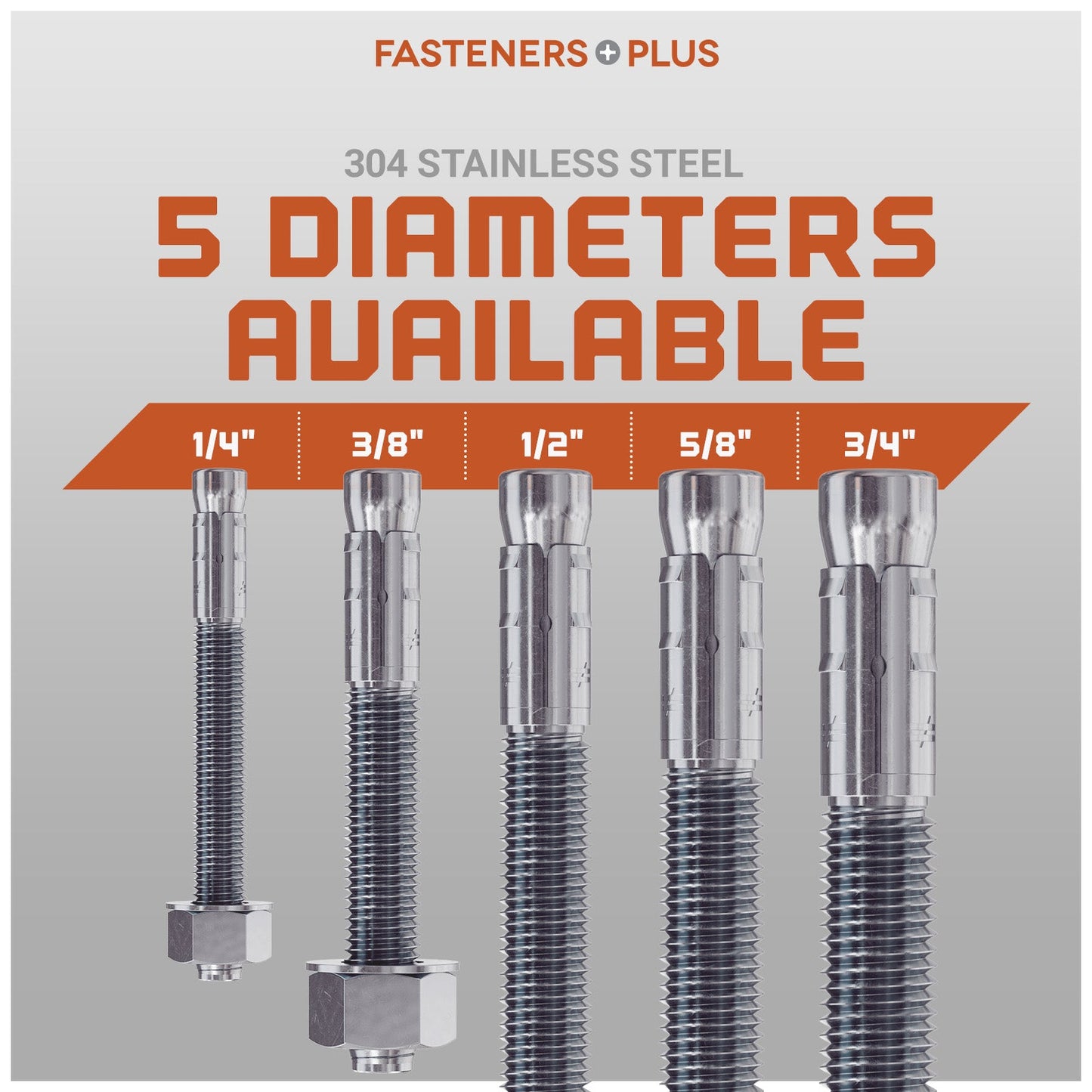 Simpson 5/8" Strong Bolt 2 Fully Assembled Wedge Anchor - 304 Stainless Steel Diameter Chart