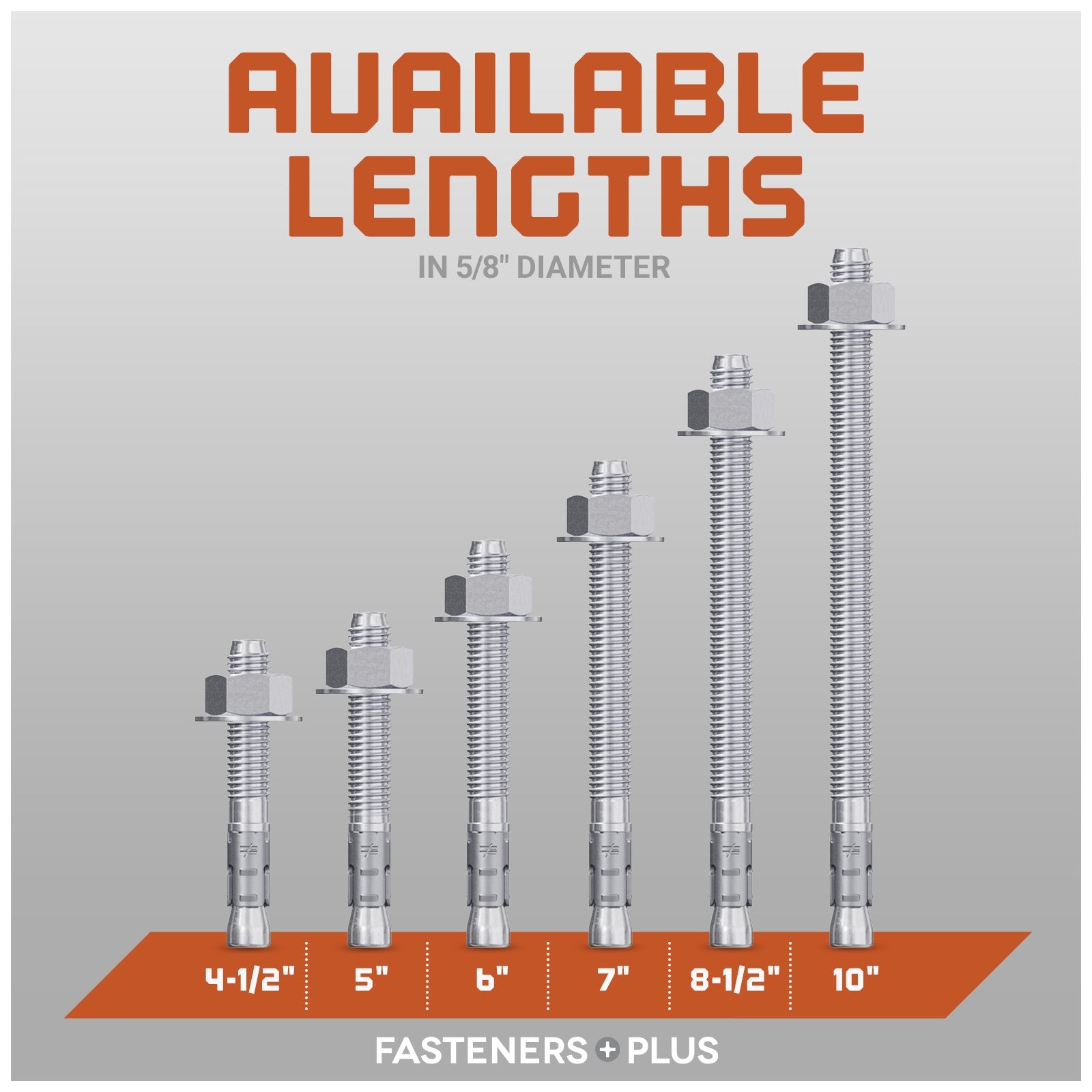 Simpson 5/8" Strong Bolt 2 Fully Assembled Wedge Anchor - 304 Stainless Steel Length Chart