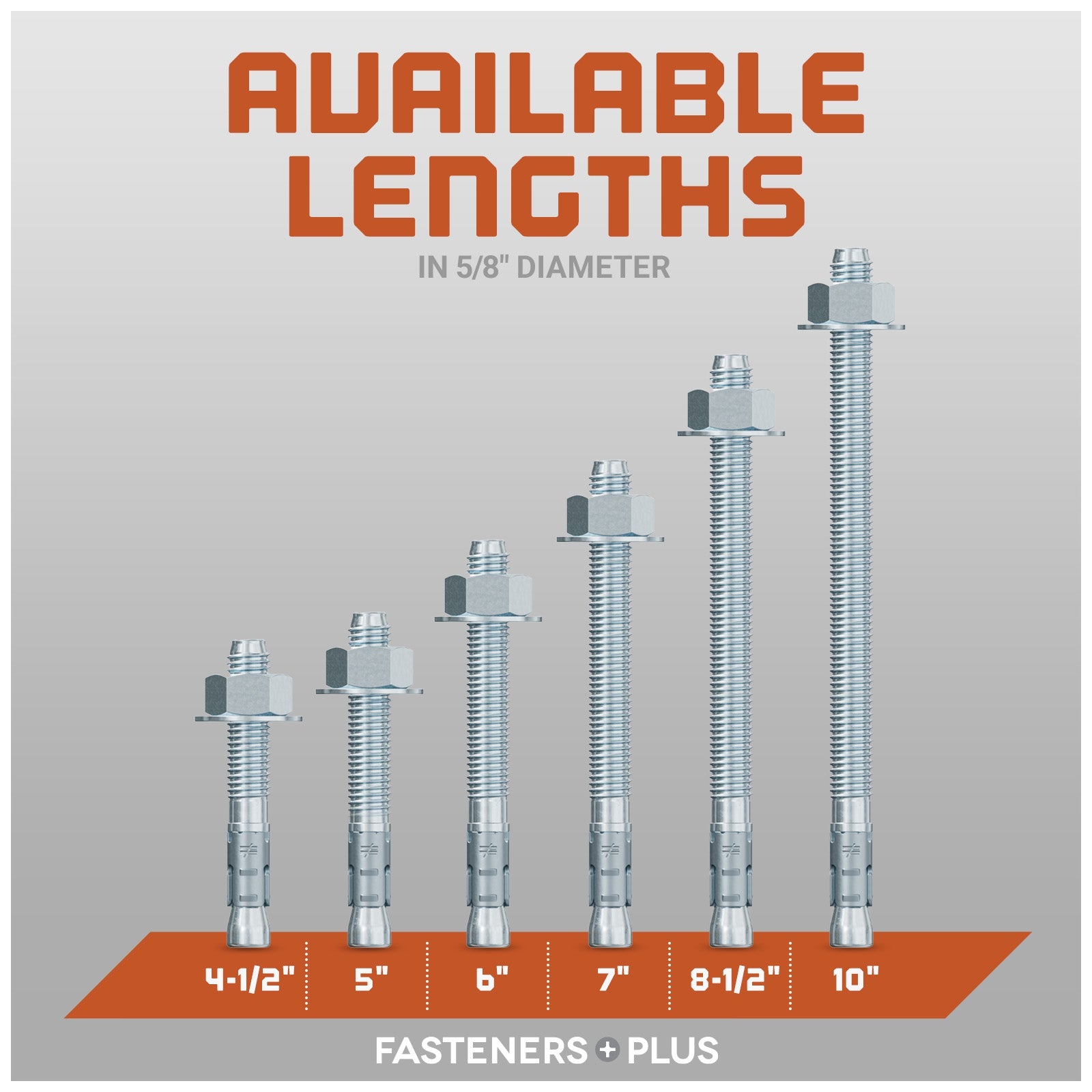 5/8" Strong-Tie Strong Bolt 2 Wedge Anchor Fully-Assembled, Zinc Plated Length Chart