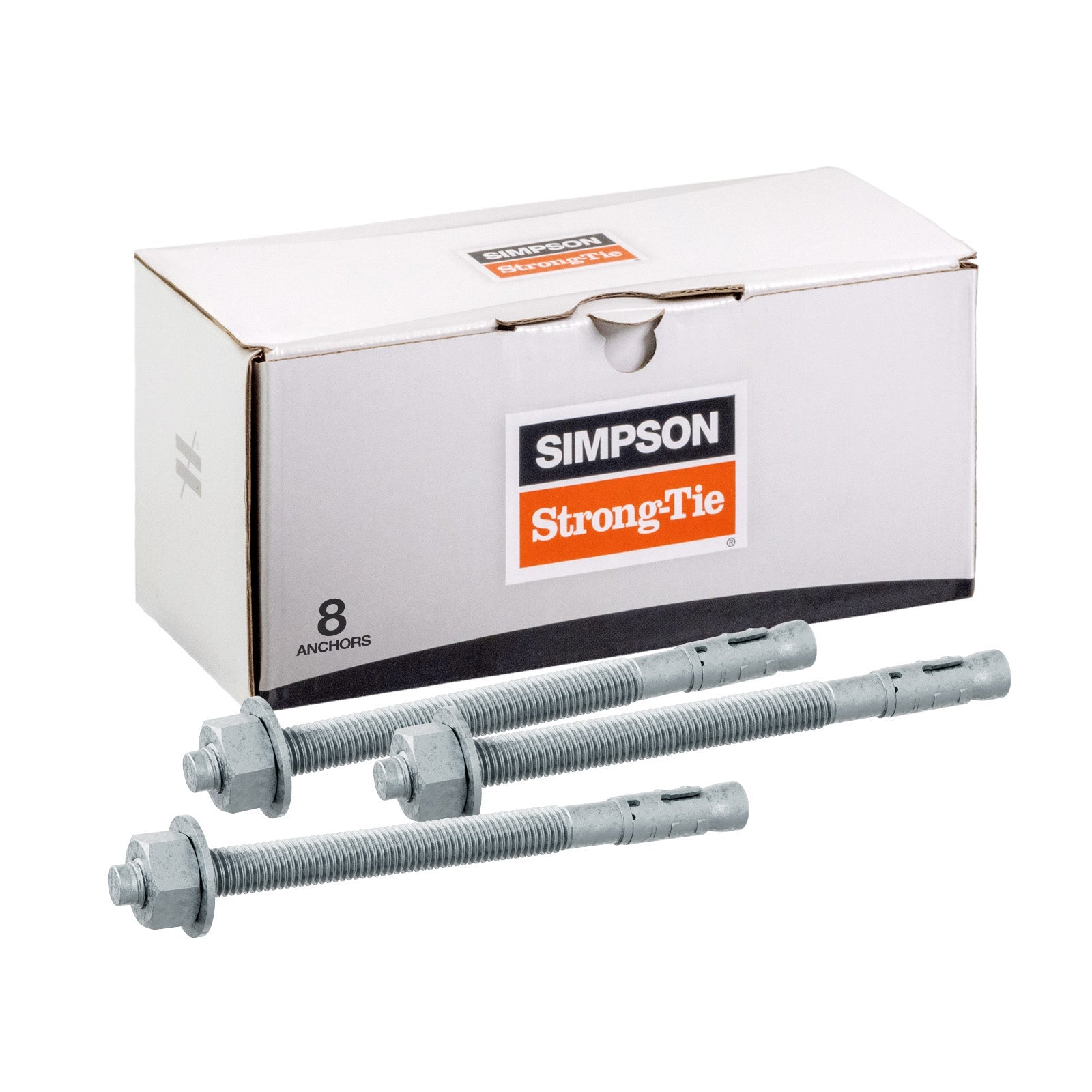 Simpson 3/4" x 10" Strong Bolt 2 Fully Assembled Wedge Anchor - Mechanically Galvanized, Pkg 8