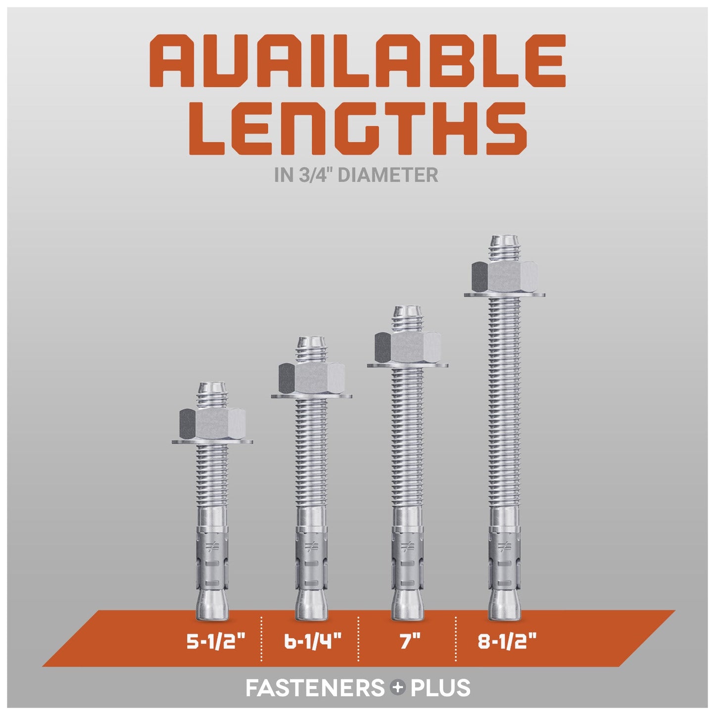 Simpson 3/4" Strong Bolt 2 Fully Assembled Wedge Anchor - 304 Stainless Steel Length Chart