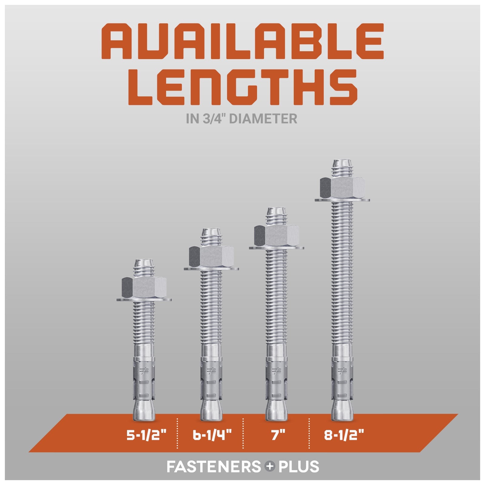 Simpson 3/4" Strong Bolt 2 Fully Assembled Wedge Anchor - 304 Stainless Steel Length Chart