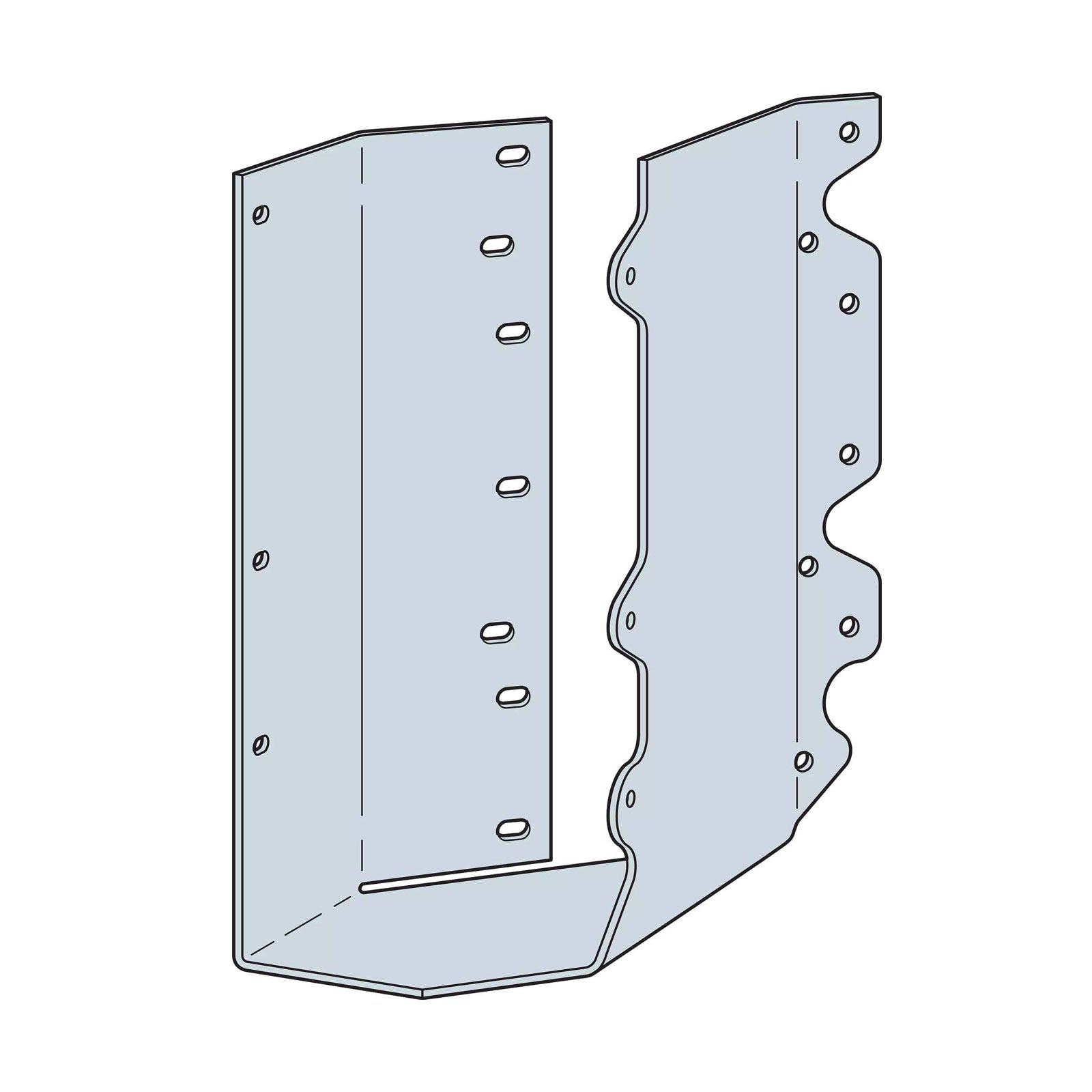 Simpson SULC210-2 Skewed U-Shaped Hanger Left, Concealed Flanges - G90 Galvanized