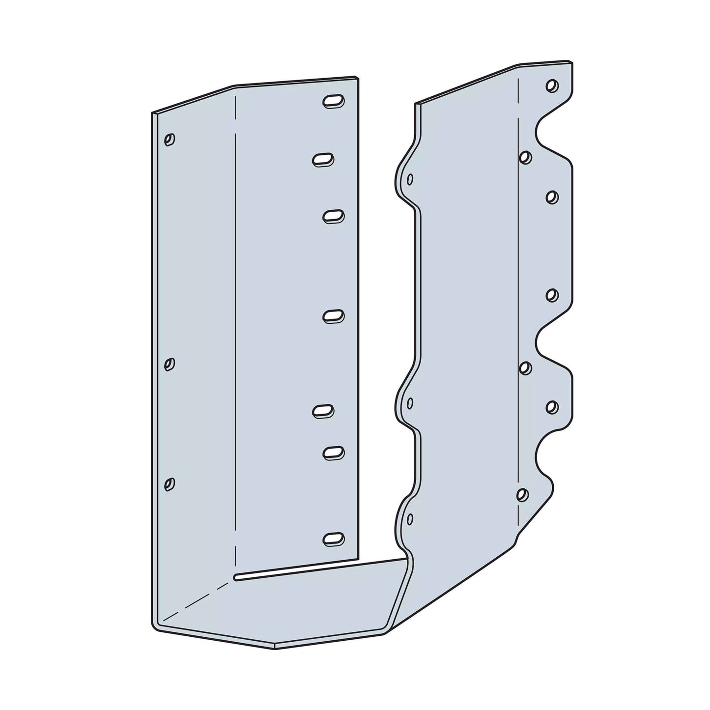 Simpson SULC26-2 Skewed U-Shaped Hanger Left, Concealed Flanges - G90 Galvanized