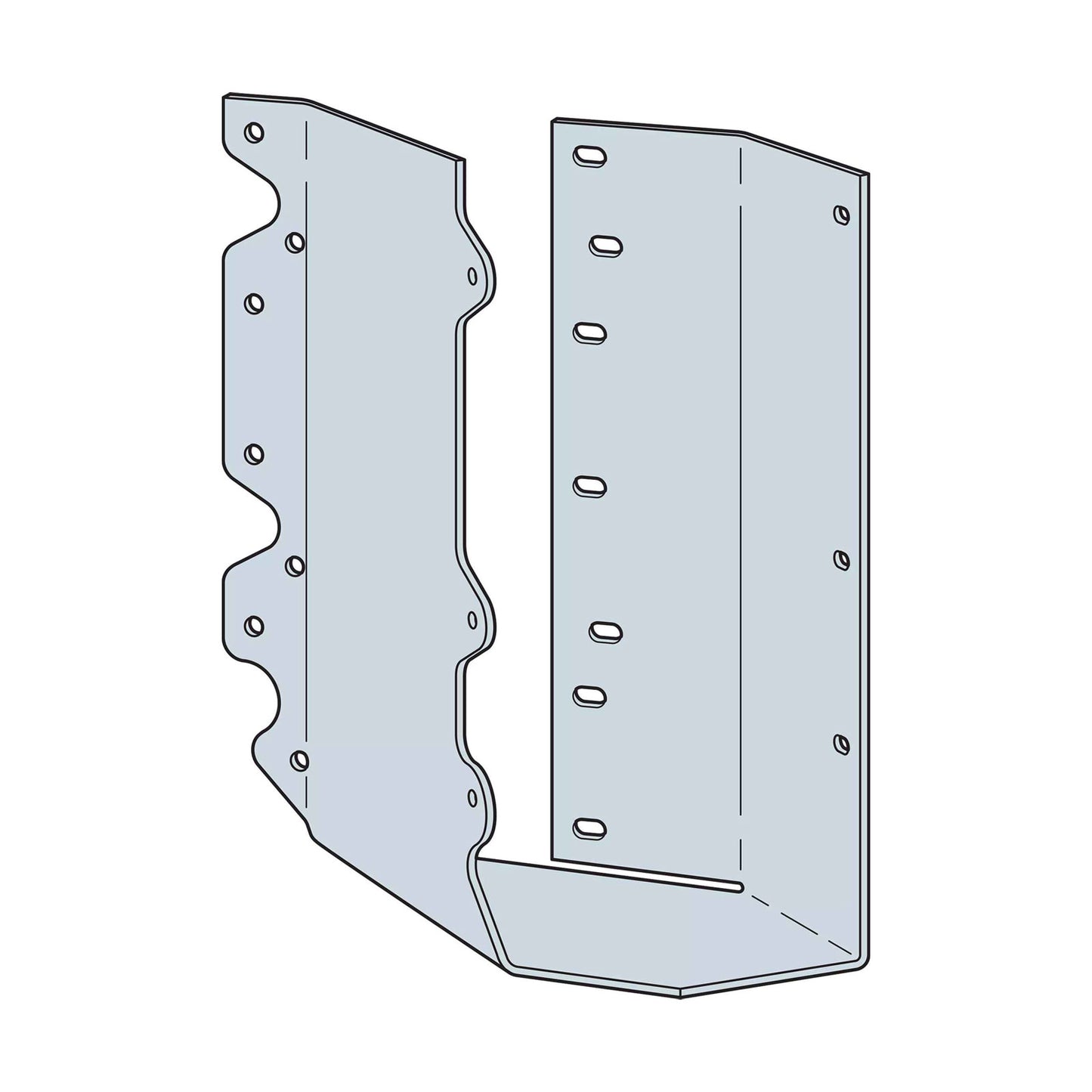 Simpson SURC210-2 Skewed U-Shaped Hanger Right, Concealed Flanges - G90 Galvanized