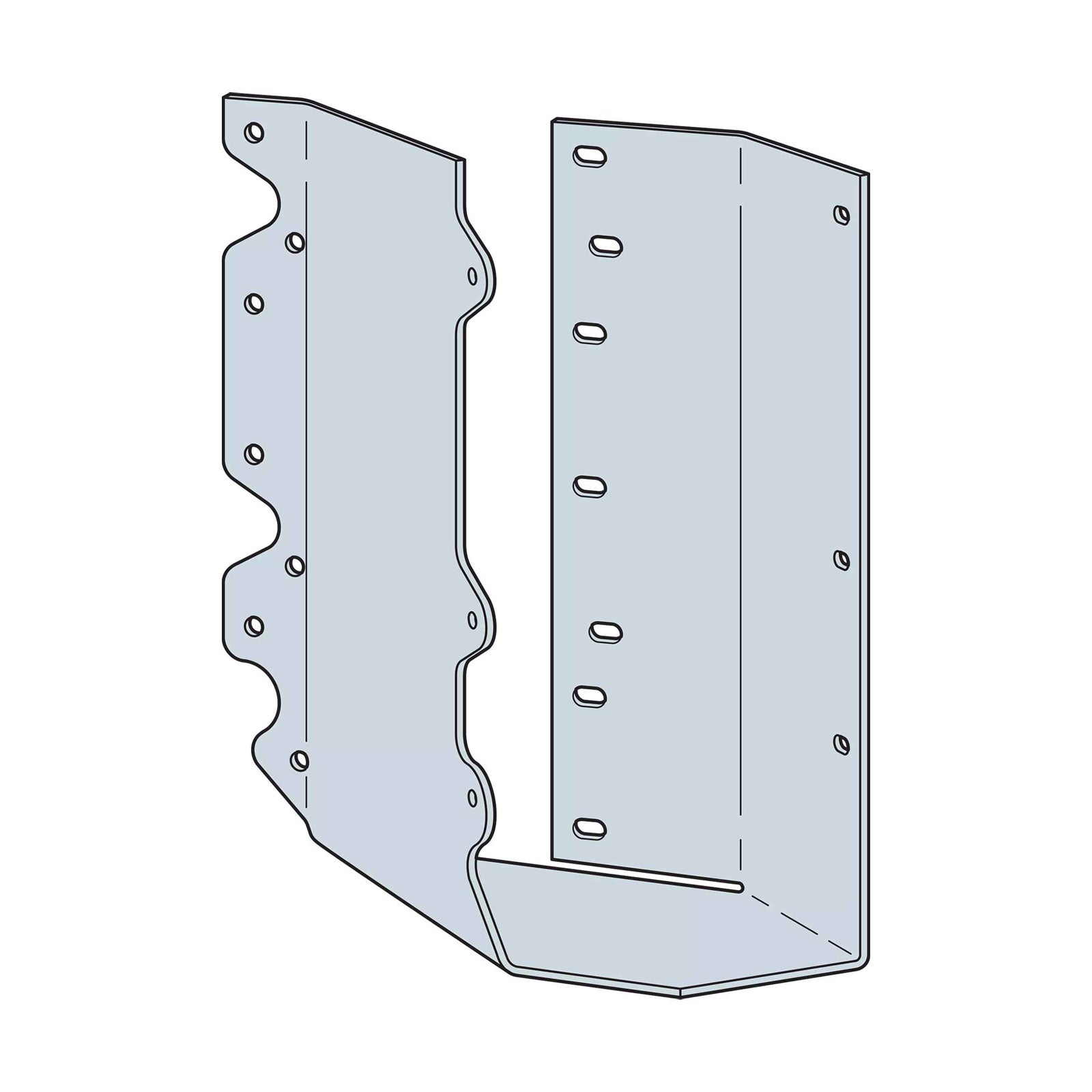 Simpson SURC210-2 Skewed U-Shaped Hanger Right, Concealed Flanges - G90 Galvanized