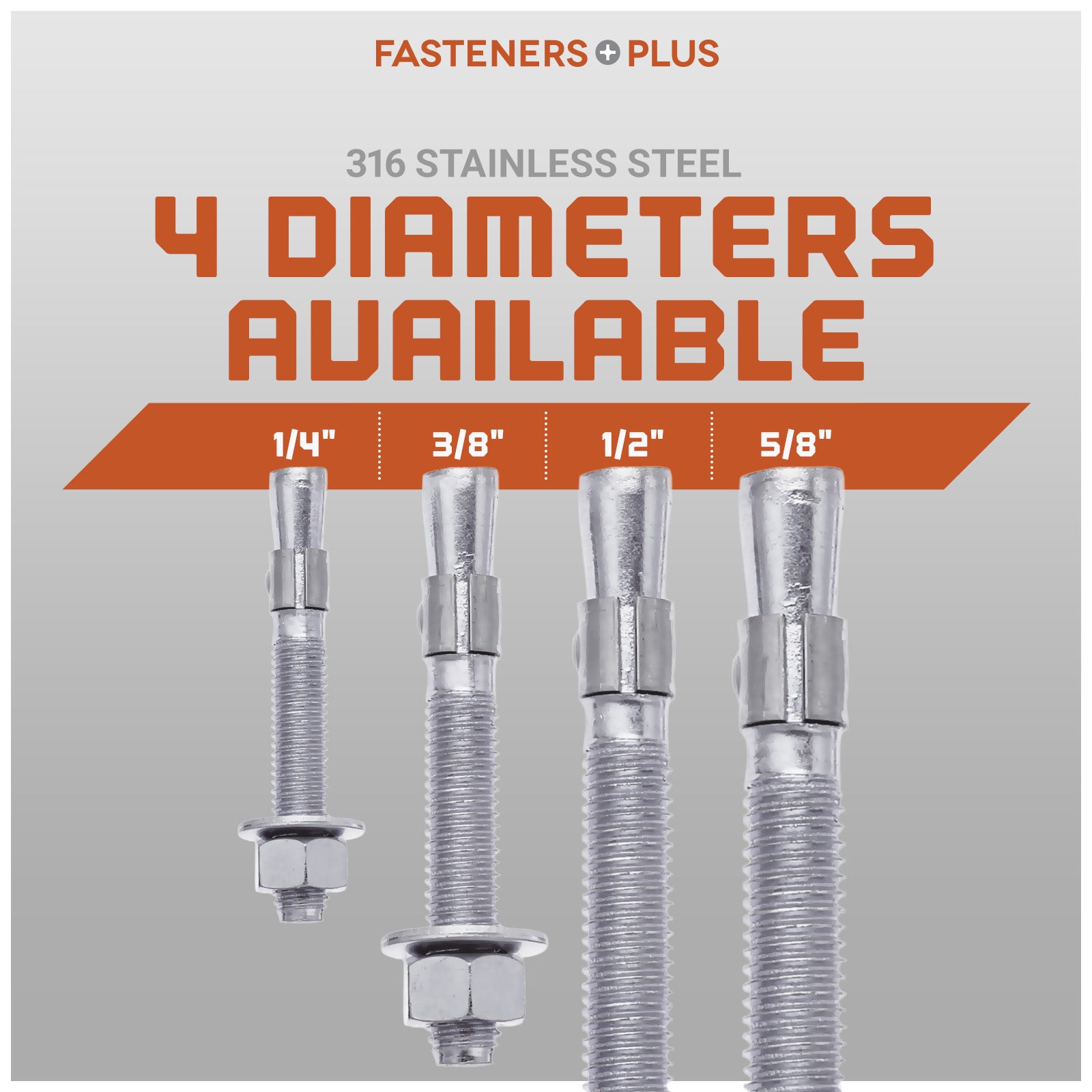 Red Head Trubolt Wedge Anchor, 316 Stainless Steel - 4 Available Diameters