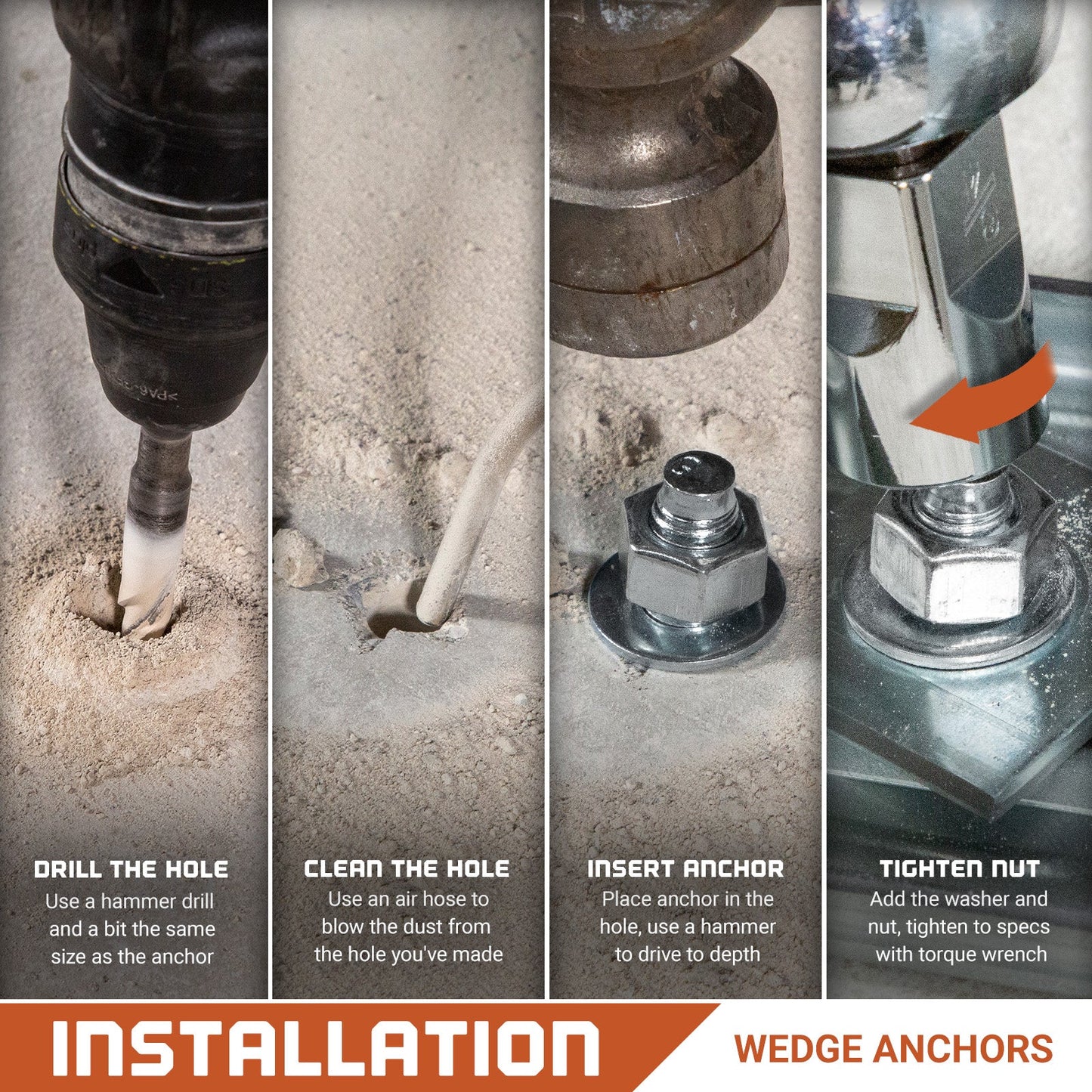 Red Head Trubolt Wedge Anchor, 316 Stainless Steel - Installation Guide