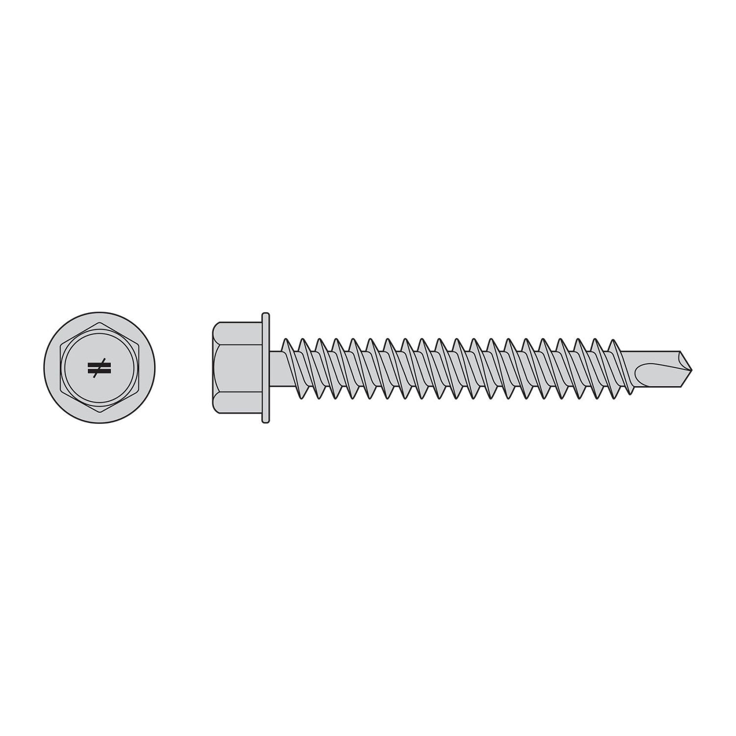 Self-Drilling Hex-Washer Head Screw - 305 Stainless Steel Illustration