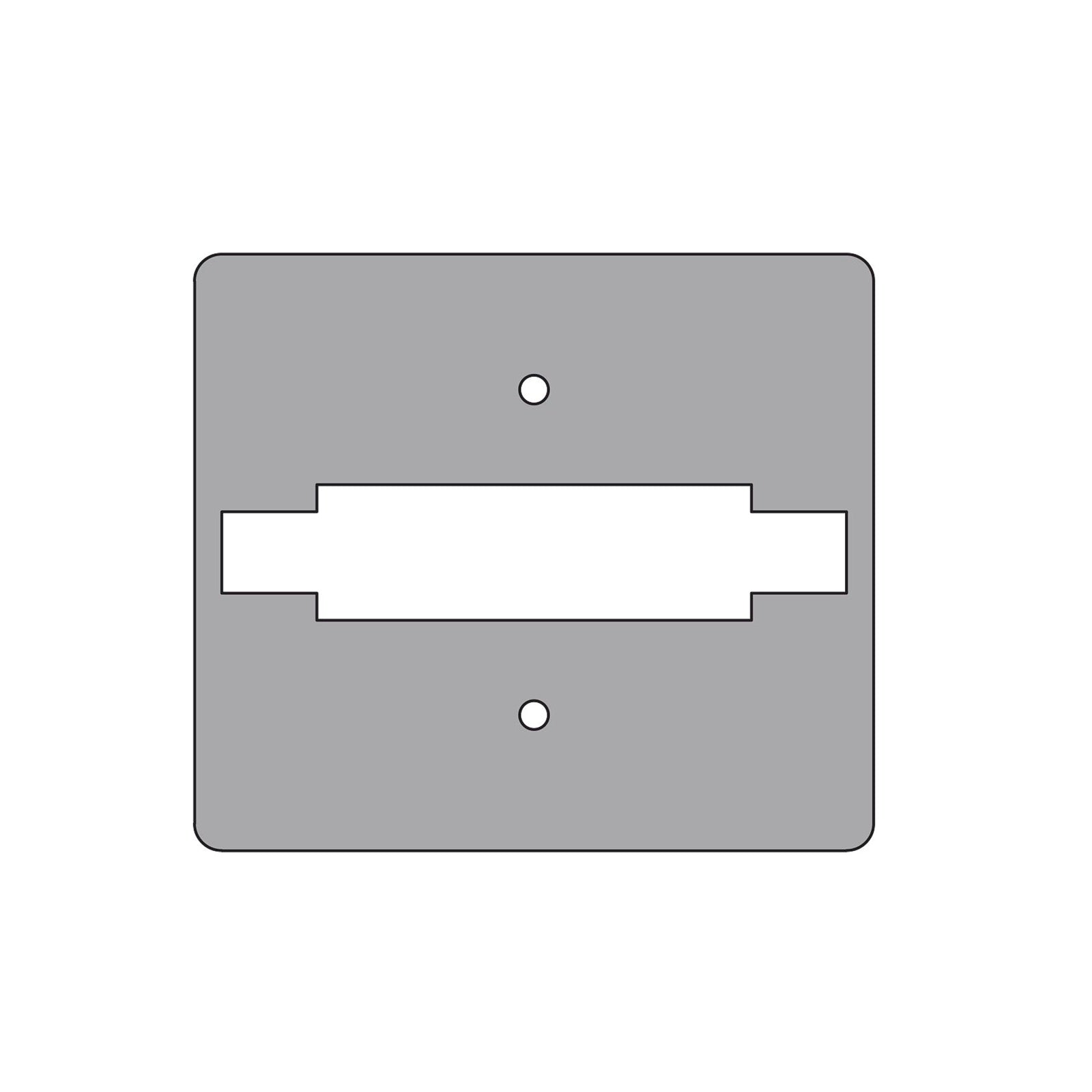 Simpson Strong-Tie gray metal shim plate with two holes on a white background

