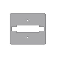 Gray metal bracket with two holes on a white background