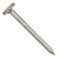 Metal screw with a hex head and coarse thread on a white background