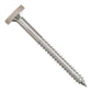 Metal screw with a hex head and threading on a white background