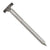 Metal screw with a gray head and threading on a white background