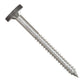 Metal screw with a gray head and threading on a white background