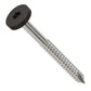 Metal screw with a gray head on a white background