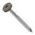 Metal screw with a threaded shaft and flat head on a white background