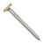 Metal screw with a tan head on a white background