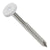 Metal screw with a white head on a white background