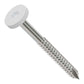 Metal screw with a white head on a white background