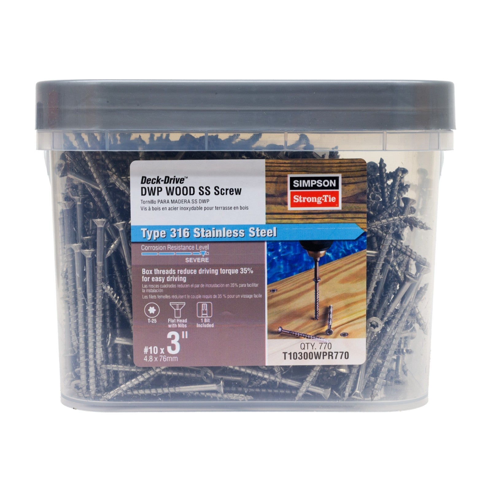 Simpson 316 Stainless Steel T25 Flat Head Wood Screw