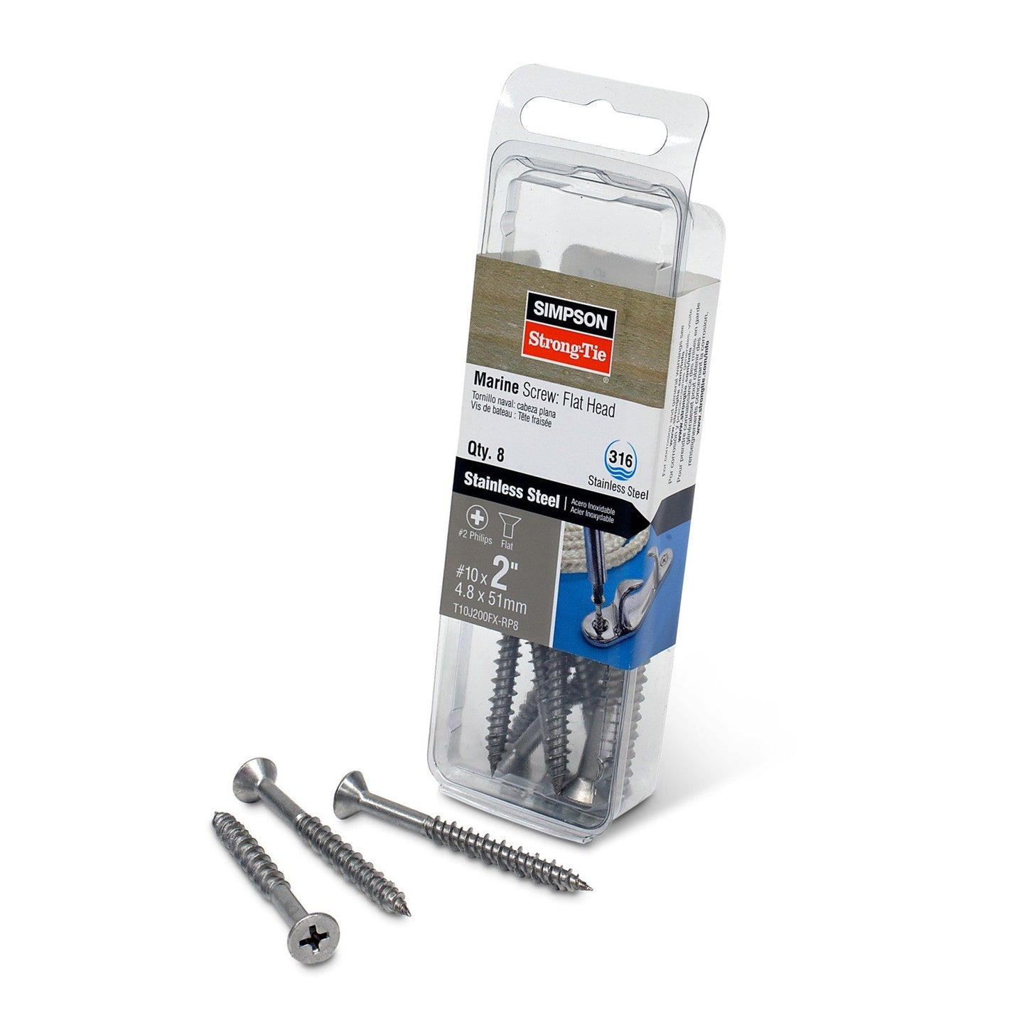 Simpson 316 Stainless Steel Flat Head Marine Screw