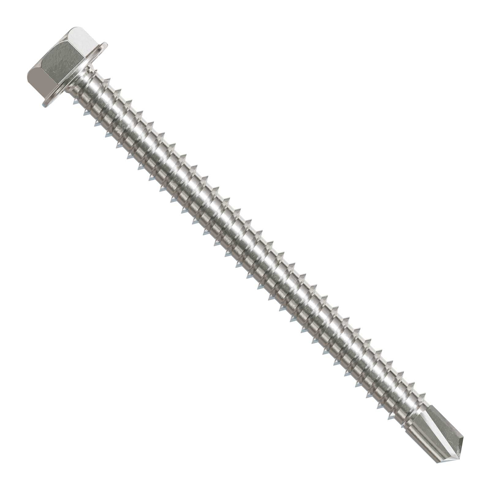#12 2-1/2" Self-Drilling Hex-Washer Head Screw - 316 Stainless Steel, Pkg 1,000