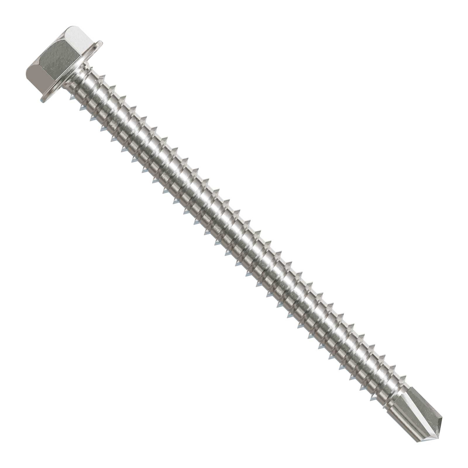 #12 x 2-1/2" Simpson Self-Drilling Hex-Washer Head Screw - 316 Stainless Steel, Pkg 100