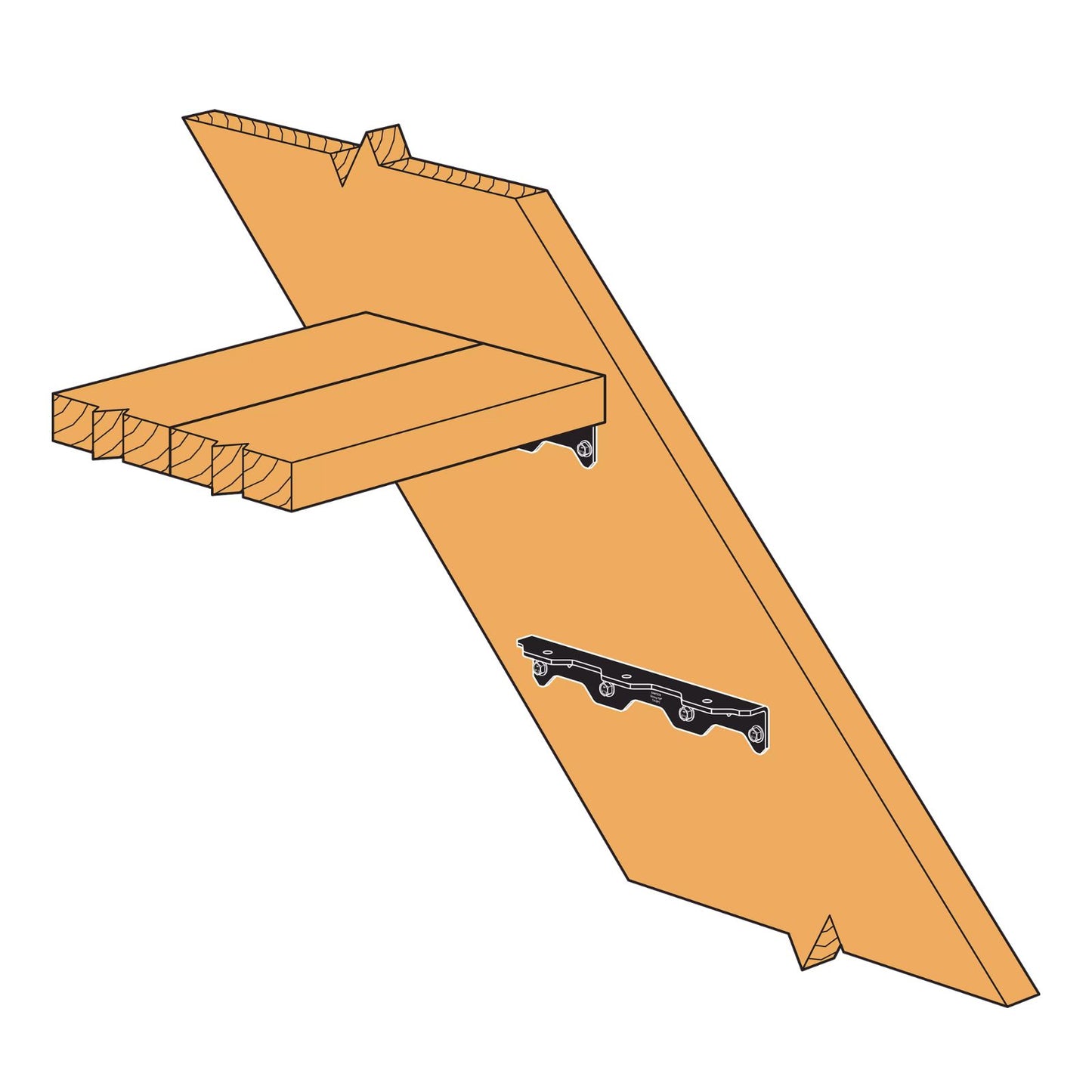 Simpson Strong-Tie TA10PC 10-1/4" Ornamental Staircase Angle - Black Powder Coat, ZMAX Installation Illustration