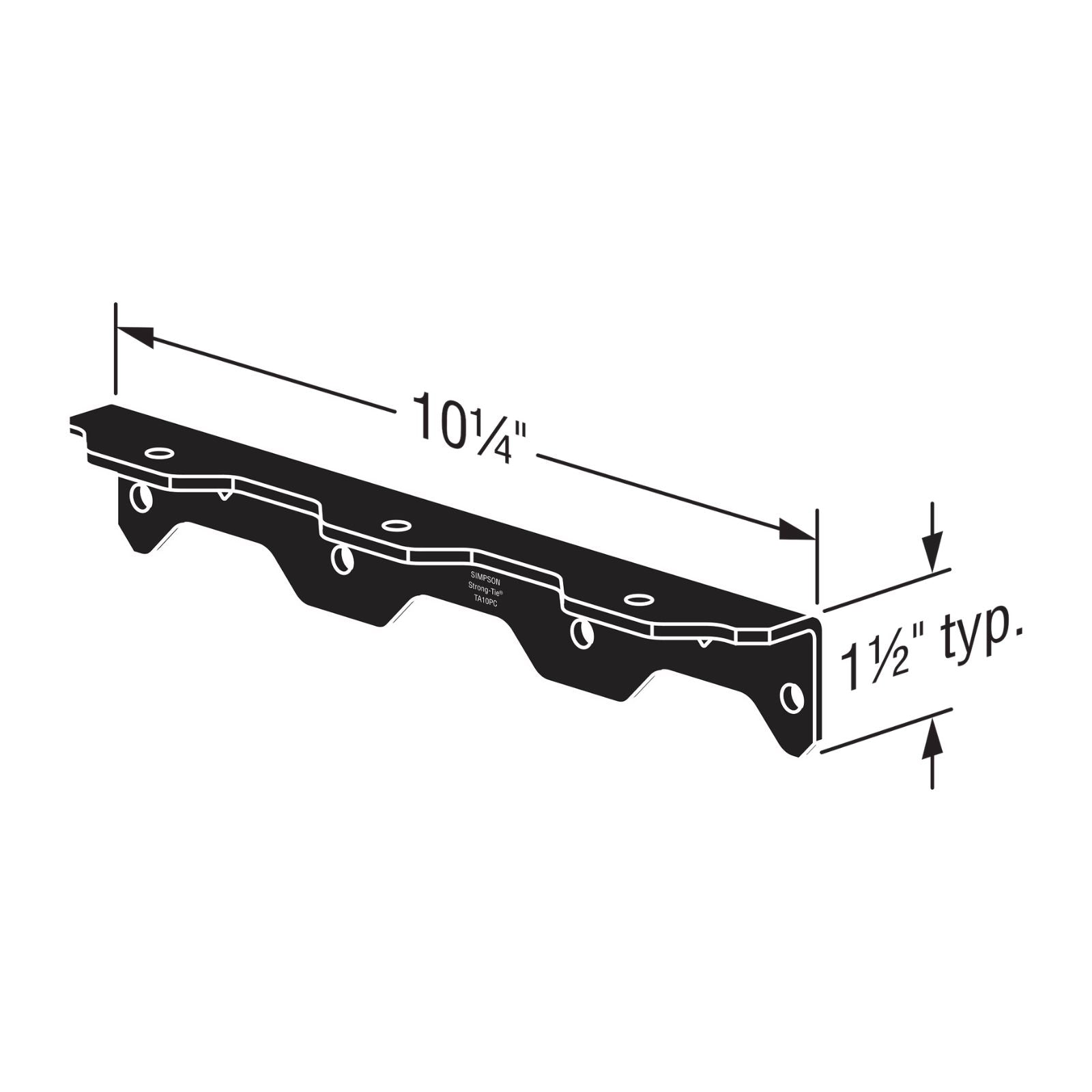 Simpson Strong-Tie TA10PC 10-1/4" Ornamental Staircase Angle - Black Powder Coat, ZMAX Specification 