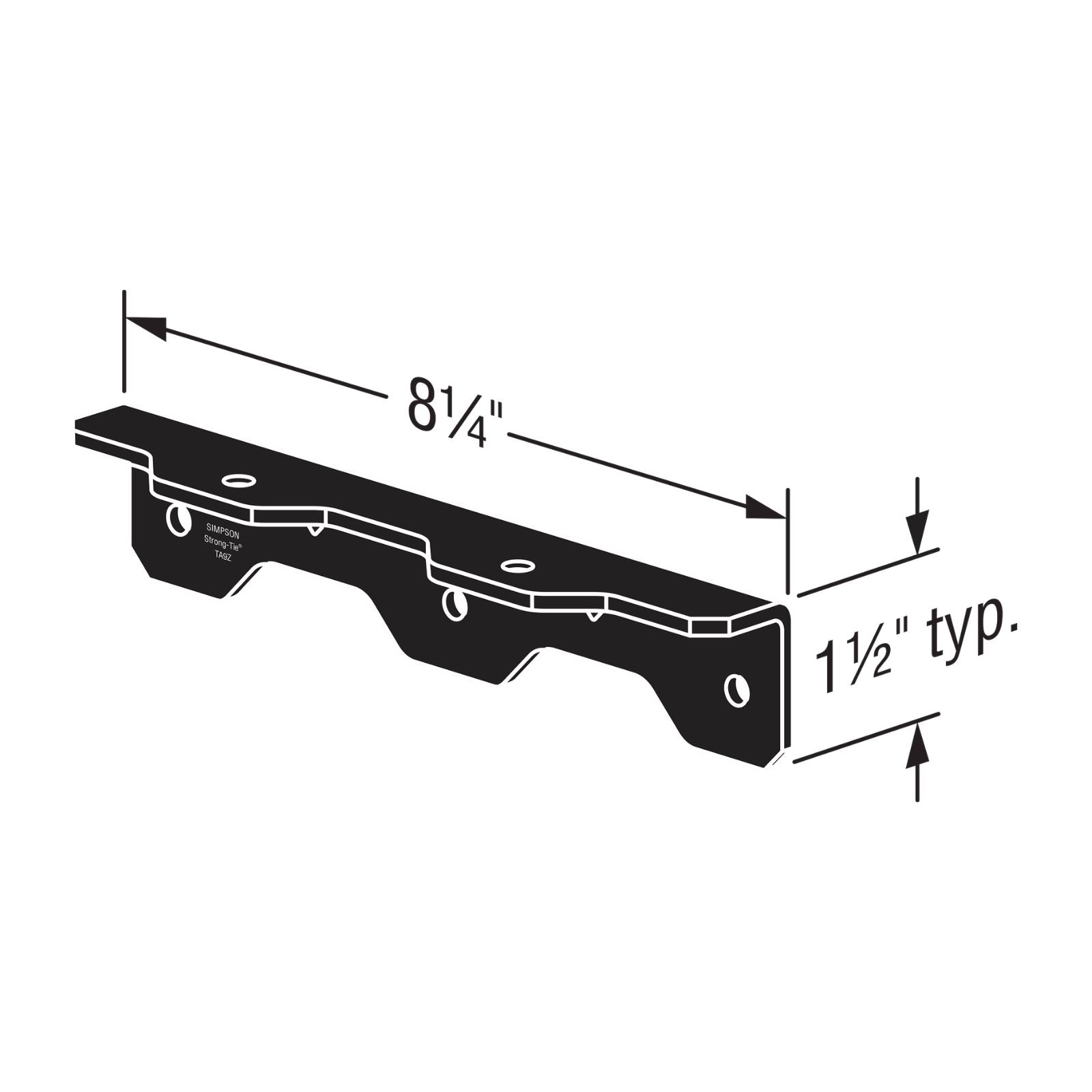 Simpson Strong-Tie TA9PC 8-1/4" Ornamental Staircase Angle - Black Powder Coat, ZMAX Specification 