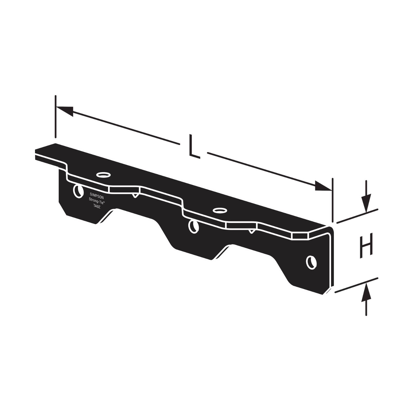 Simpson Strong-Tie TA9PC 8-1/4" Ornamental Staircase Angle - Black Powder Coat, ZMAX Specification