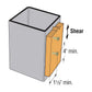 Diagram showing a metal box with a wooden piece inserted, labeled 'Shear' with dimensions.