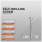 Self-drilling screw with specifications on a gray background