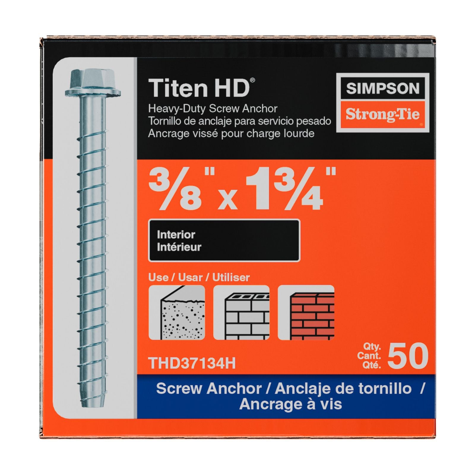 Simpson Strong-Tie THD37134H Titen hd concrete screw anchor packaging