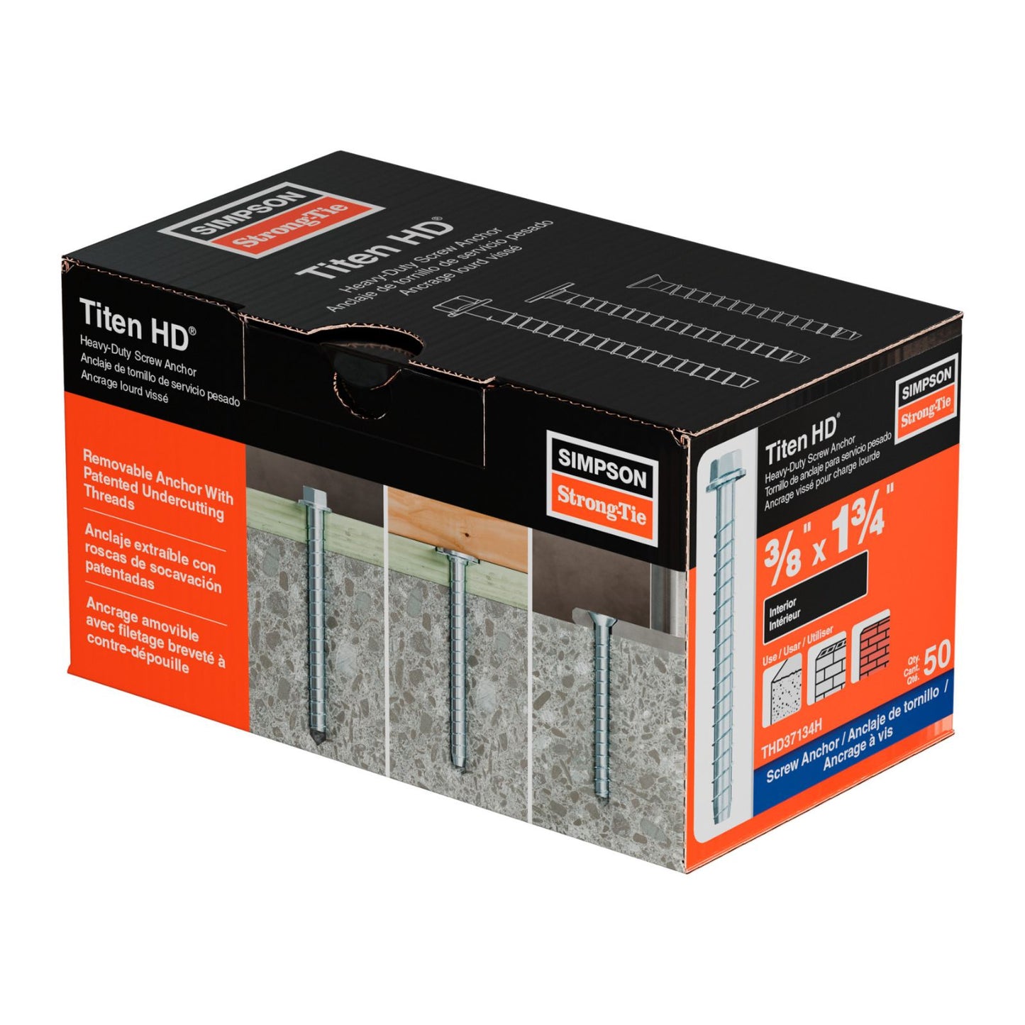Simpson Strong-Tie THD37134H Titen hd concrete screw anchor packaging