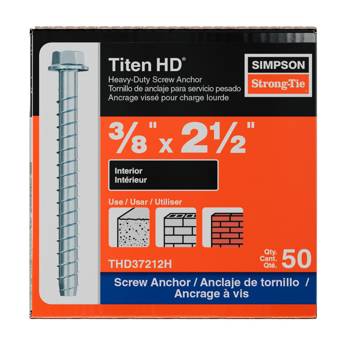 Simpson Strong-Tie THD37212H titen hd concrete screw anchor packaging