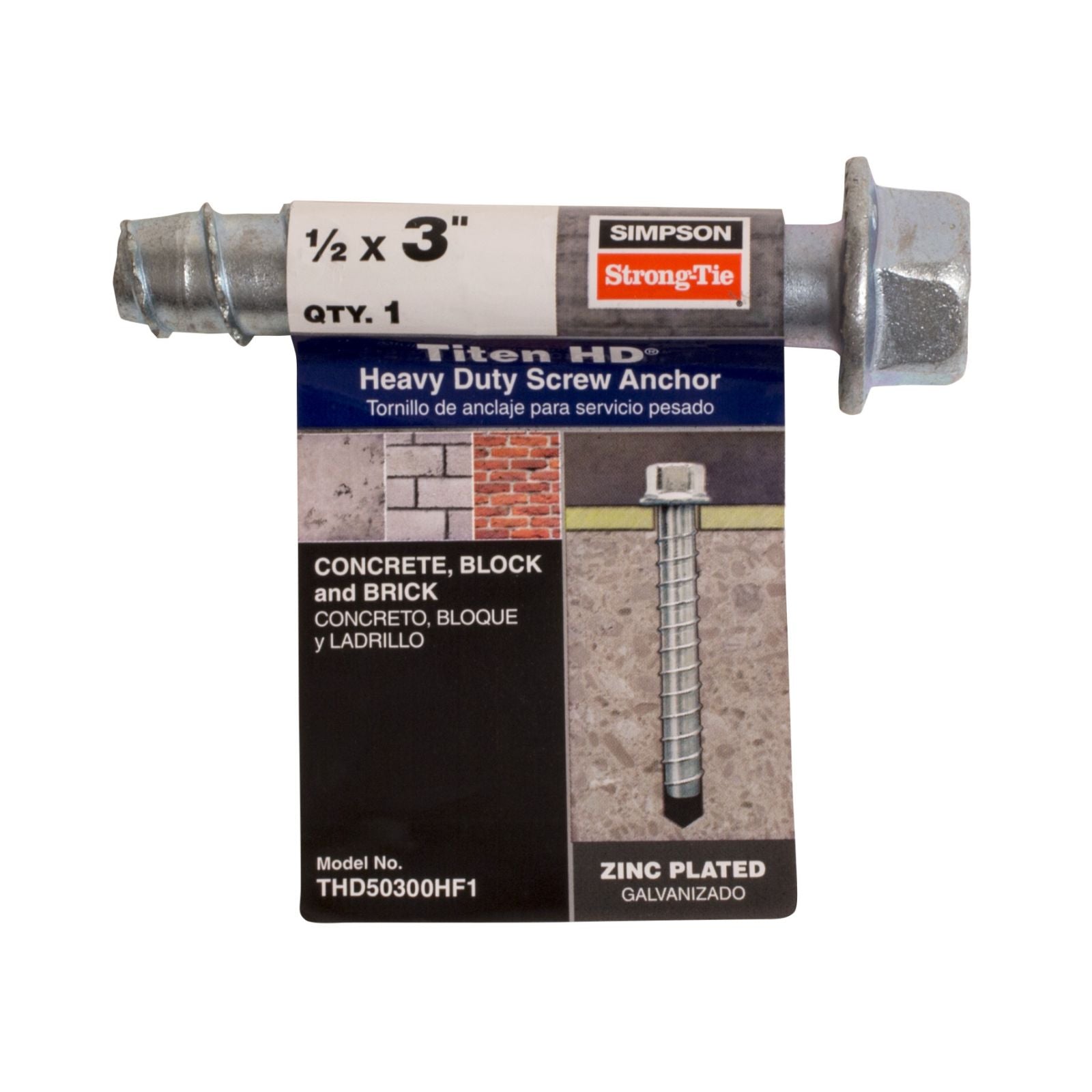 Simpson strong-tie THD50300HF1 titen hd concrete screw anchor packaging