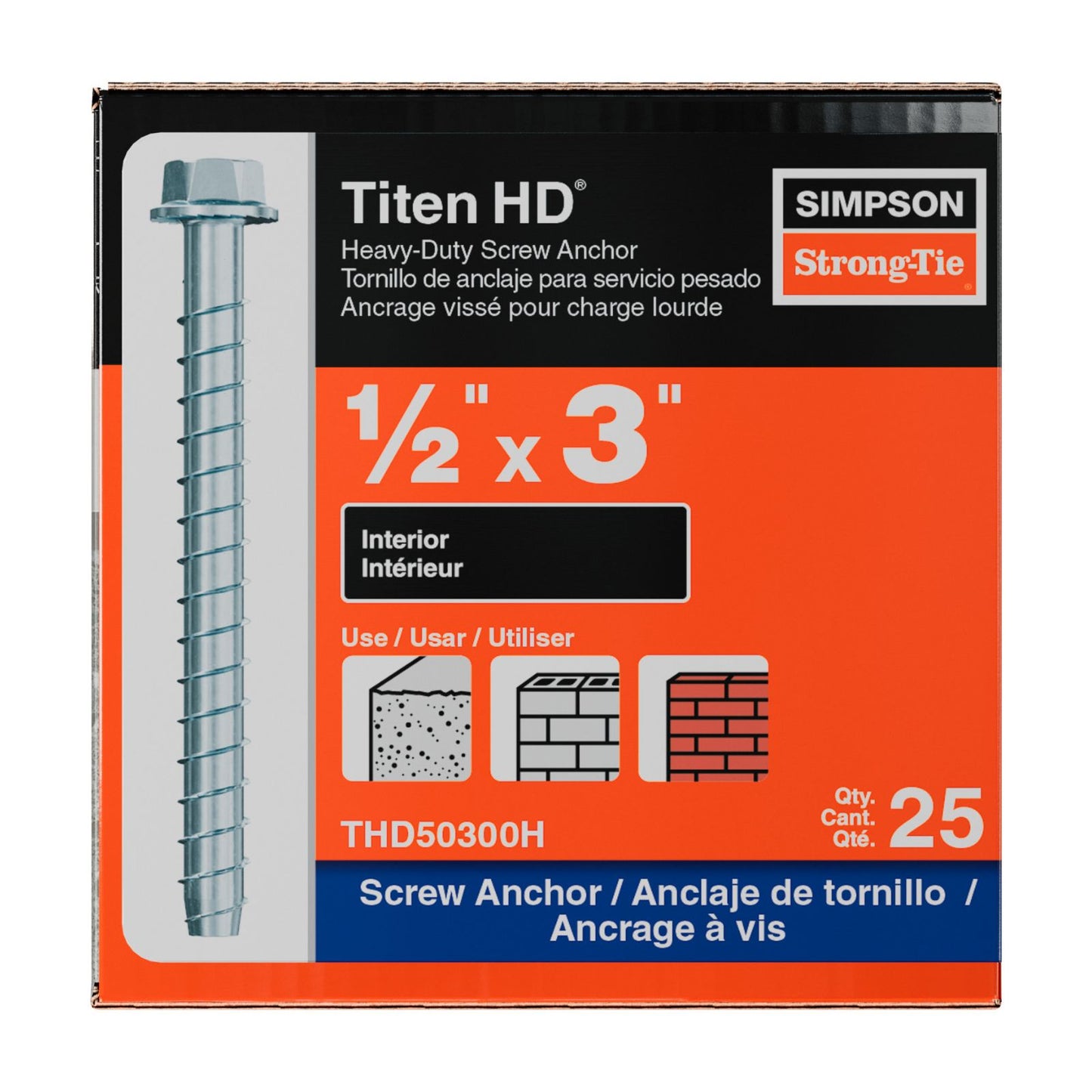 simpson strong-tie THD50300H titen hd concrete screw anchor packaging