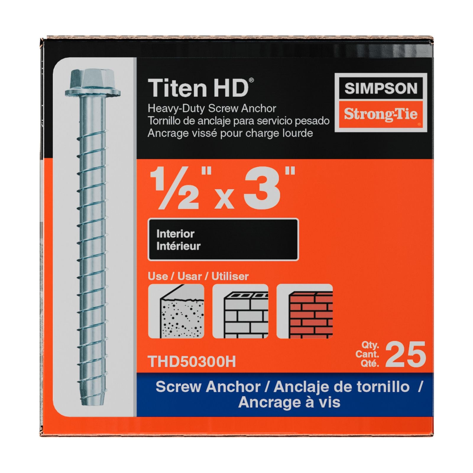 simpson strong-tie THD50300H titen hd concrete screw anchor packaging