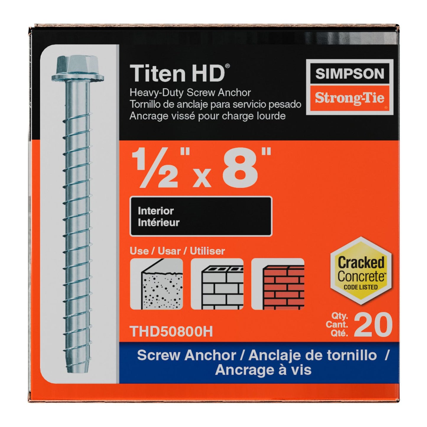 simpson strong tie THD50800H titen hd concrete screw anchor packaging