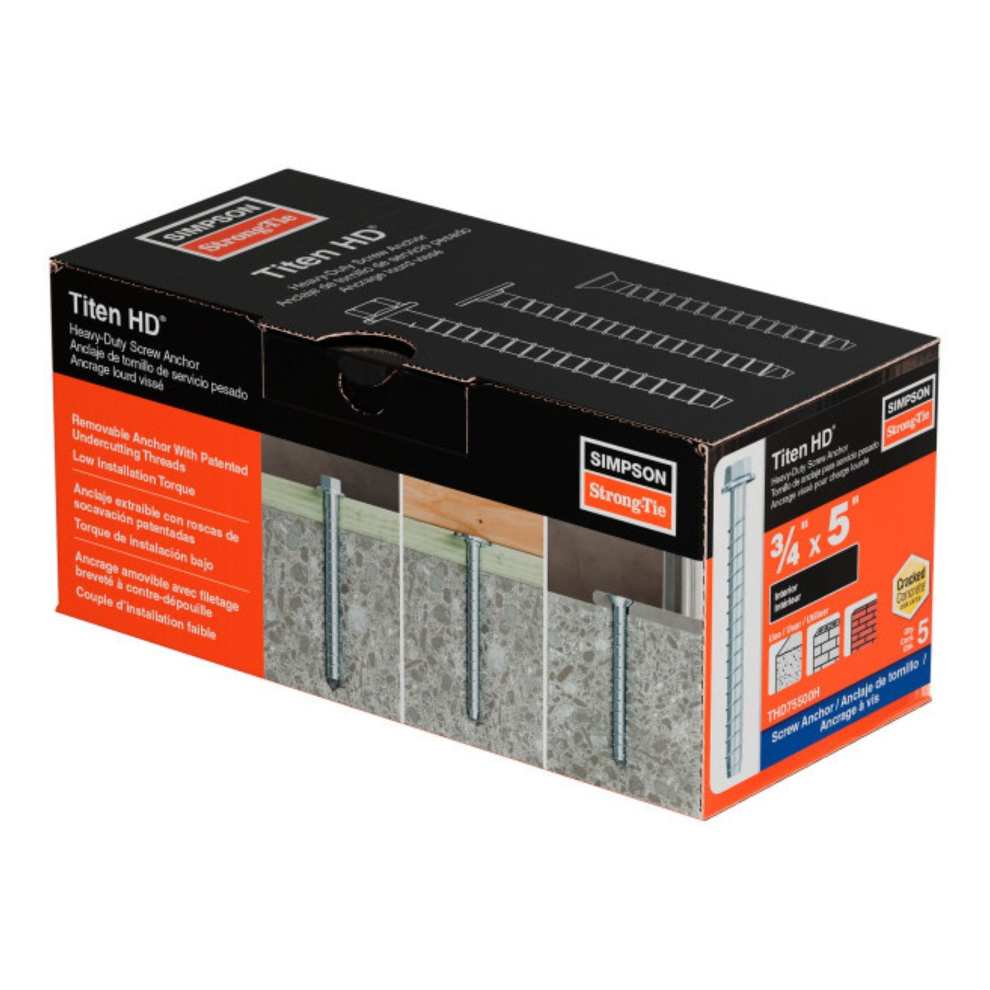 simpson strong tie THD75500H titen hd concrete screw anchor packaging